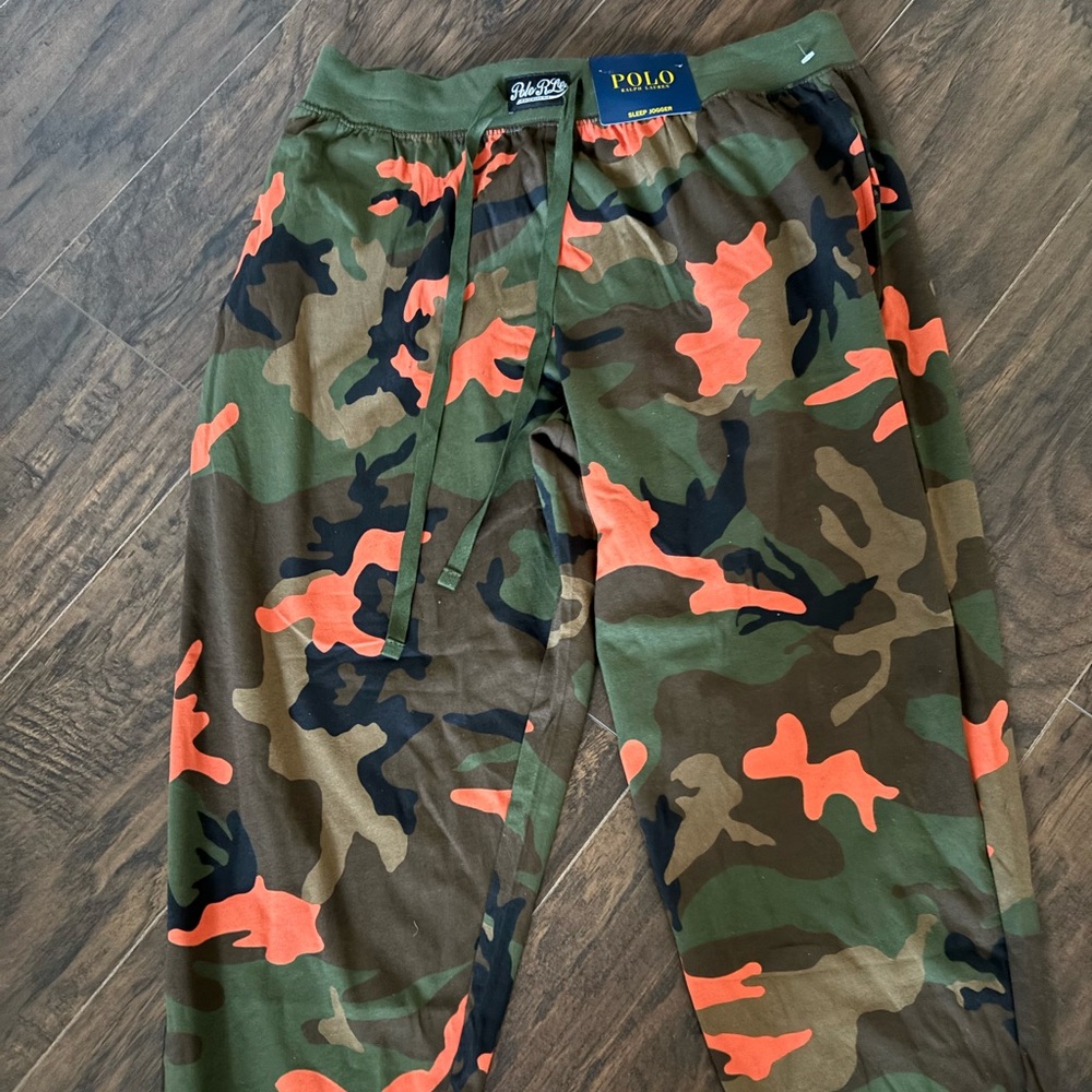 Polo by Ralph Lauren Men's Camouflage Joggers with Orange Accents